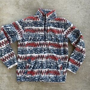 Billabong Men’s Sweater 1/2 Zip Geometric Print Fleece Side Pockets Size Large